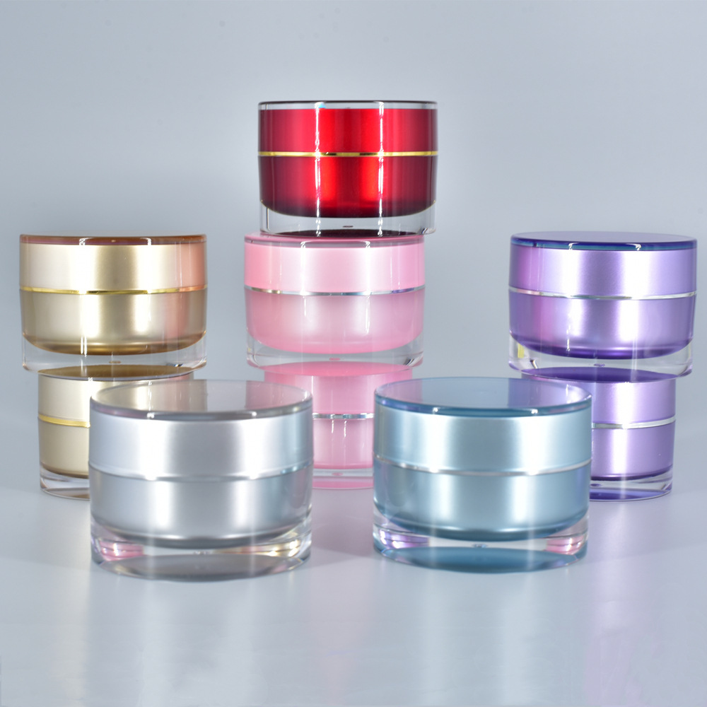 5g10g 15g Acrylic Base Material Luxury Black White Frosted Square Skin Care Cosmetic Facial Cream Plastic Container Cream Jar