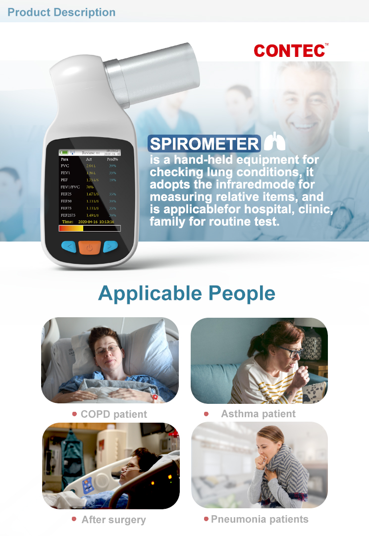 CONTEC SP70B USB CE Color Display Spirometer Hot Handheld Spirometry Bluetooth Lung Volumetric Device