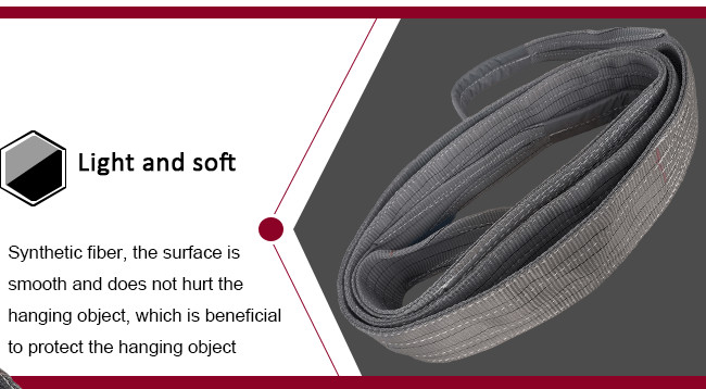 Grey Color Polyester Flat Webbing Sling Duplex Layer Lifting Sling Tool