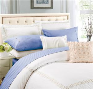 Quality Sateen Stripe Polyester Cotton Bedsheets 4pcs Sheet Set wholesale
