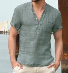 Oem Apparel Men Short Sleeve Shirts Linen Button Down Beach Casual Summer Shirts