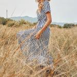 Fancy Beach Loose Short Sleeve Maxi Dresses Plain Dyed Square Collar