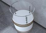 Wooden White Custom Glass Display Cases Fashion Round Shape With LED Pole