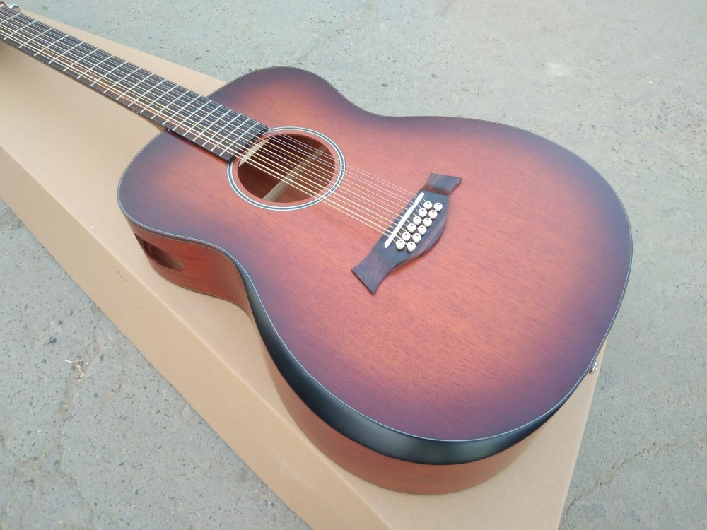 AAAA all Solid 12 strings customize guitara 12 string OM all solid mahogany wood acoustic electric guitar