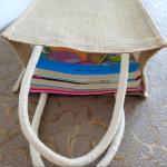 Long Rope Reusable Jute Shopping Bags / Elegant Jute Monogram Tote Bag