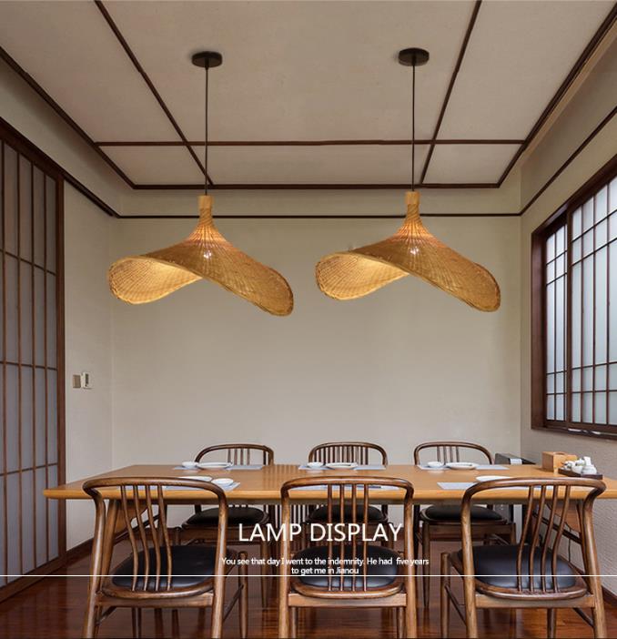 Hat shape lighting bamboo lamp decoration rattan pendant lamps for shop club