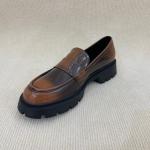 Microfiber Brown Platform Loafers Women Casual Leather Platform Loafers