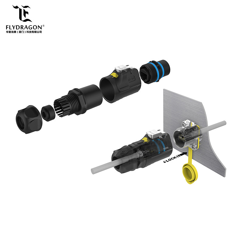 High Quality Outdoor 8P8C RJ45 Plug and Dual Port Socket,Waterproof Panel Mount Connector