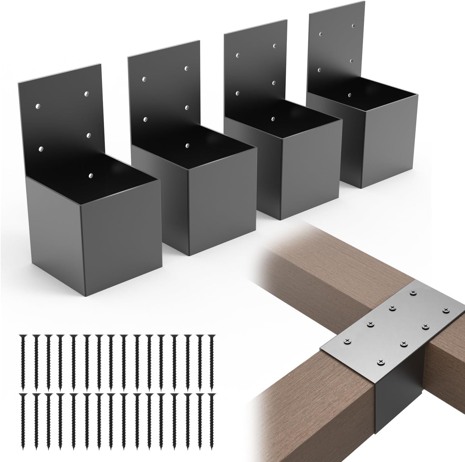 Sturdy Carbon Steel 4*4 Pergola Brackets Kits Post Base Corner Brackets