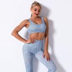 Summer splicing digital printed sports underwear fitness yoga bra back tights
