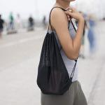 Black Nylon Travel Shoes Mesh Drawstring Bags Waterproof Tear Resistant