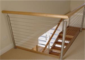 Quality Metal Craft 304 Stainless Steel Cable Stair Railing With Top Wood Handrail wholesale