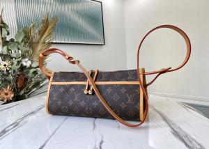 Quality Monogram Printing 30cm Women'S Leather Crossbody Sling Bag Gold Ball Decoration wholesale
