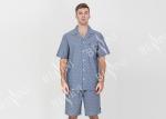 Custom Printed Mens Luxury Sleepwear Chambray Short Sleeve Button Through Shirt