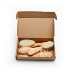 Customized Wood Baby Brush Set With Soft Bristles Natural Goat Hair 4Pcs