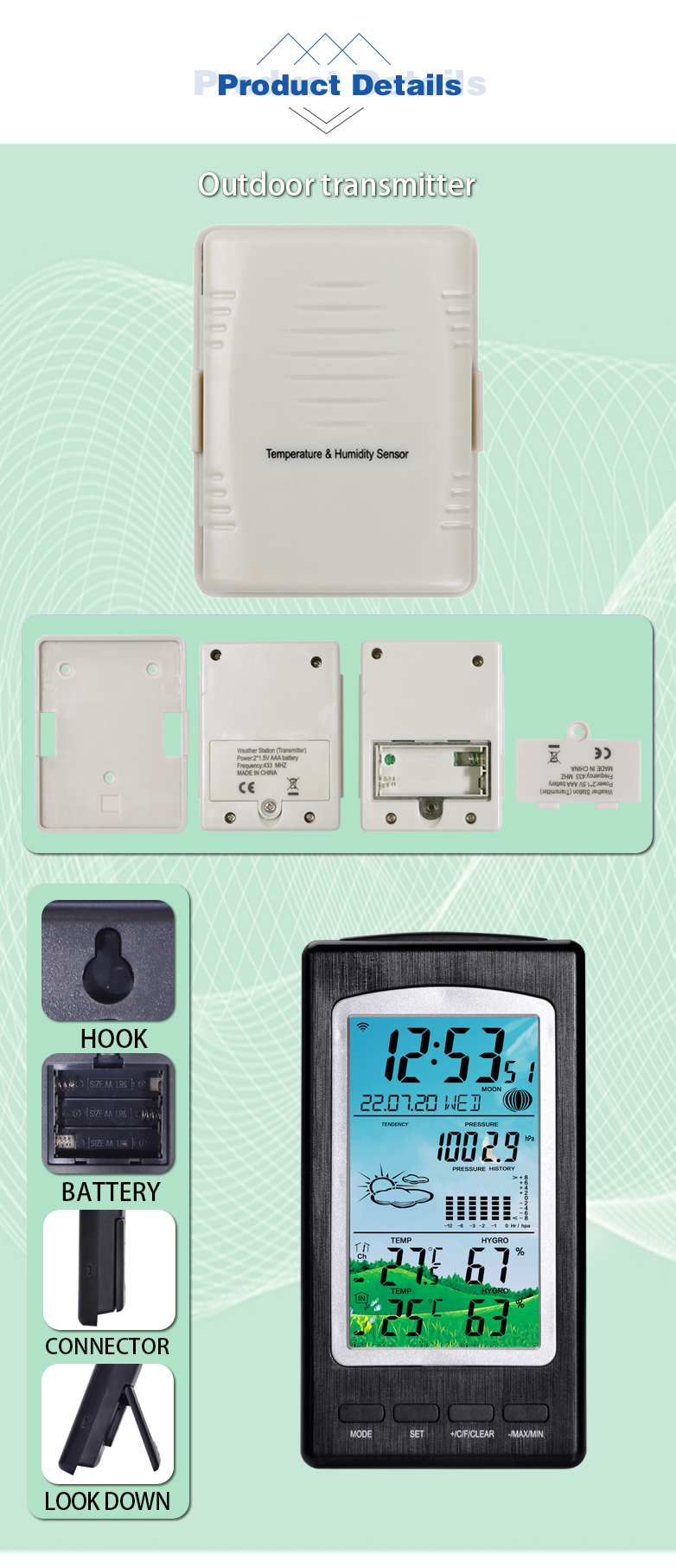 Outdoor Weather Station With Temperature And Humidity Sensor Direct Supply