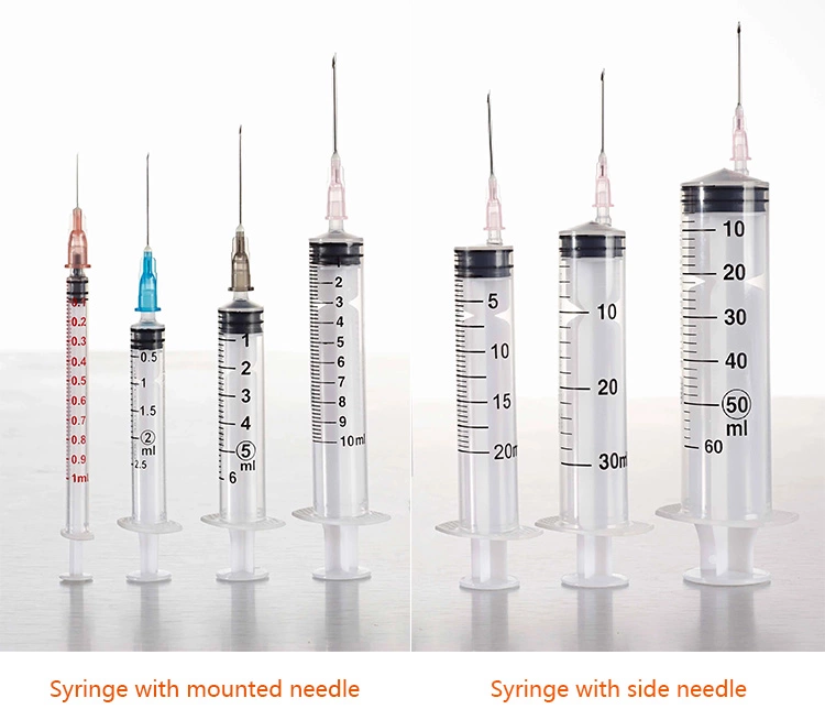 CE approved medical 1ml 3ml 5ml 10ml 20ml 60ml plastic luer lock slip disposable syringe with needle