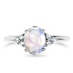 925 Sterling Silver Rainbow Moonstone Jewelry Oval Cut Vintage Moonstone