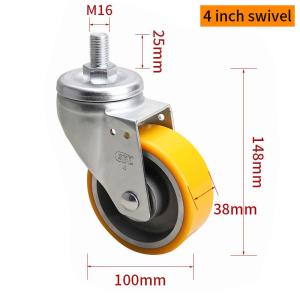 Quality EDL Medium Duty Aluminum Caster 4inch 300kg Threaded by Swivel and Brake type 664S-86A wholesale