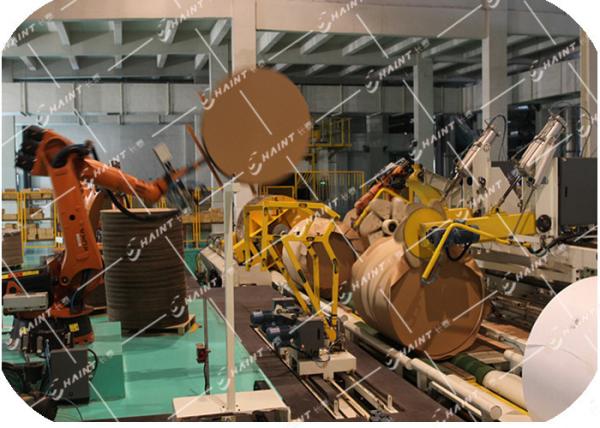 Automatic Paper Roll Kraft / Stretch Wrap Machine , Intelligent Paper Wrapping