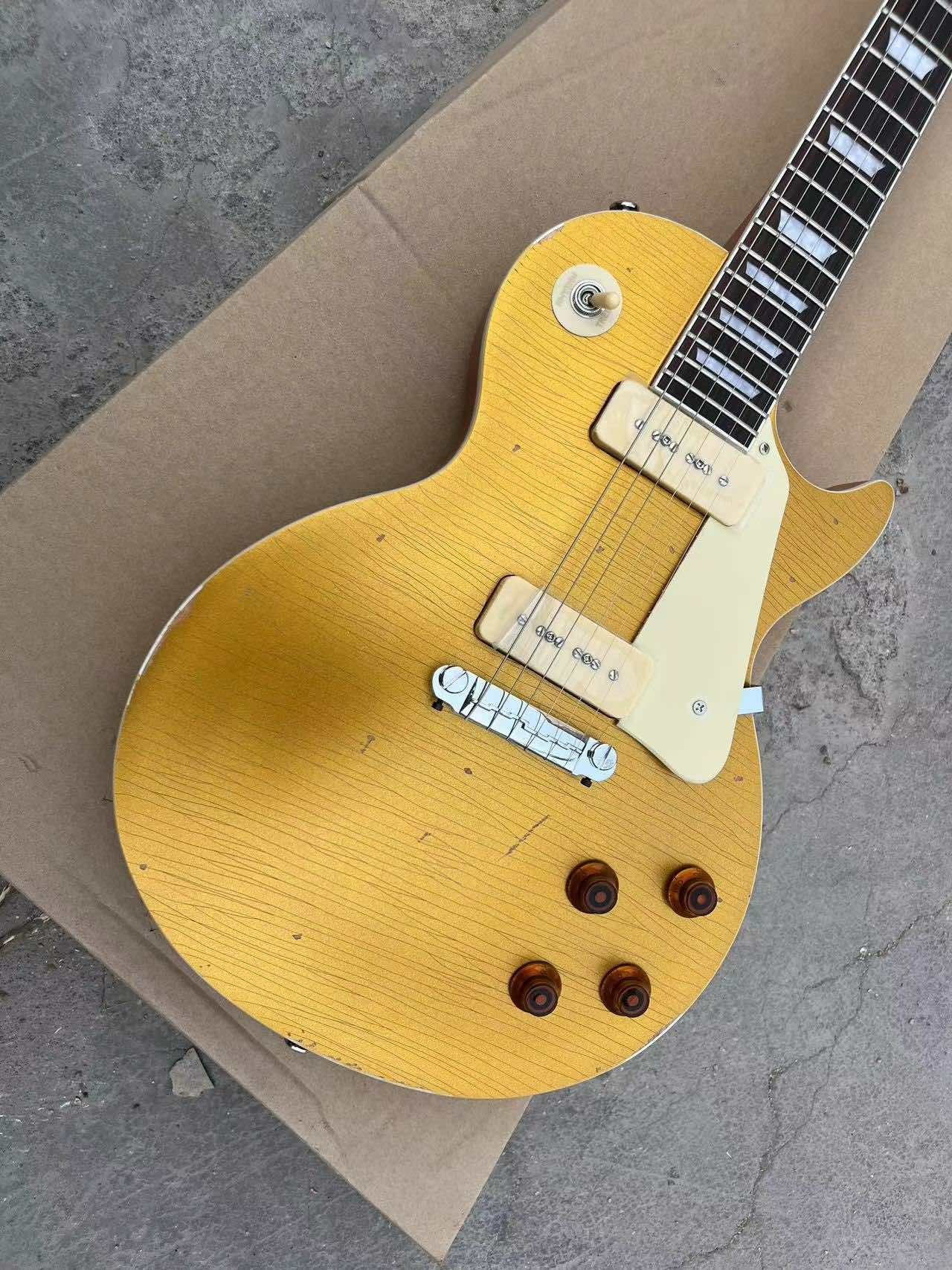Custom GB Les Paul LP Style Electric Guitar with Mahogany Gold Body Maple Neck Customized Guitar