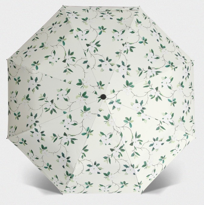 190T Pongee Foldable Manual Open Umbrella With Fiberglass Ribs