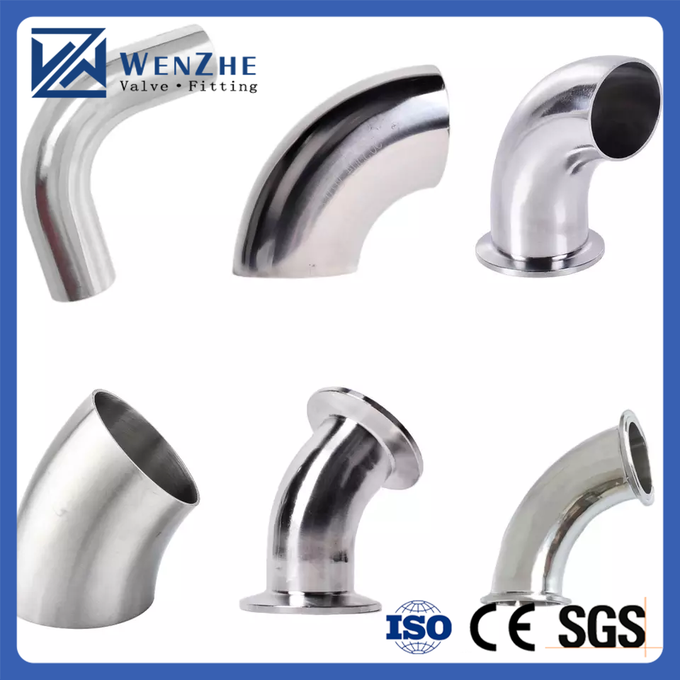 Stainless Steel 304 316 Pipe Fitting SR LR 90 Degrees 45 Degrees Street Welding Tri Clamp Elbow