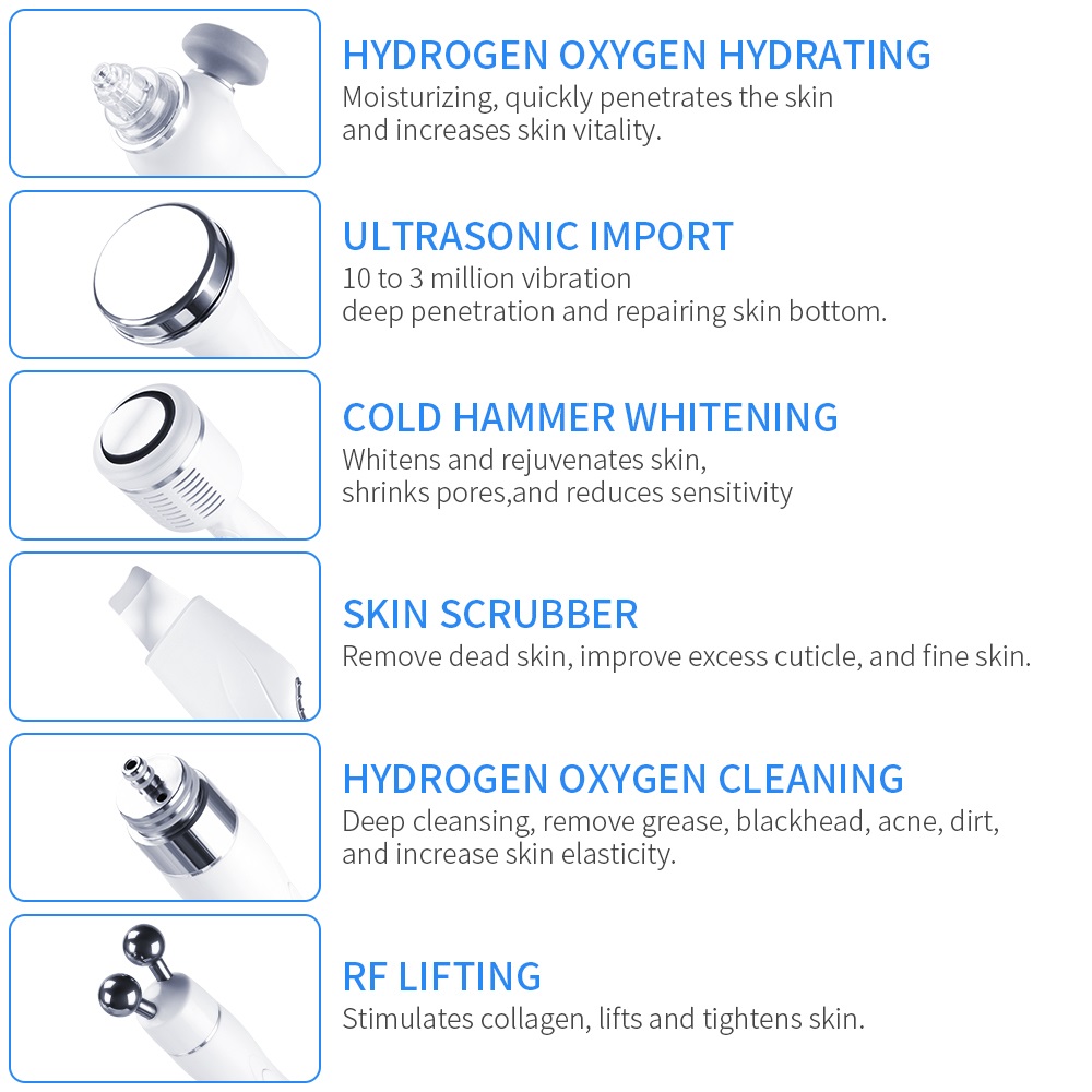 Tips 8 In 1 Hydrafacial Machine H2O2 Clear Oxygen Beauty Machine Accessories