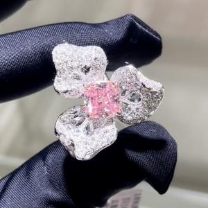 Quality 18k Cushion Shape Flower Design Ring Lab Grown Pink Diamond Ring Luxury Design For Party For Banquet wholesale