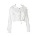 Manufacturer Women Spring Fall Drawstring Crop Top Sweatshirt Full Zipper