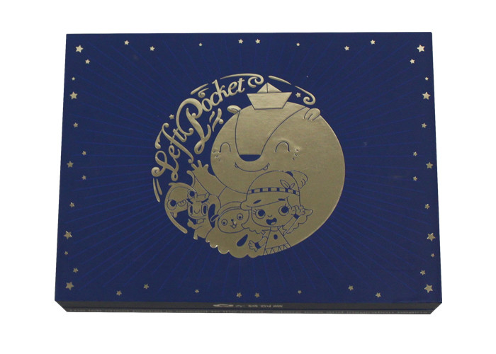 Gold Hot Stamping Lift Off Lid Box , FSC Custom Rigid Box Packaging