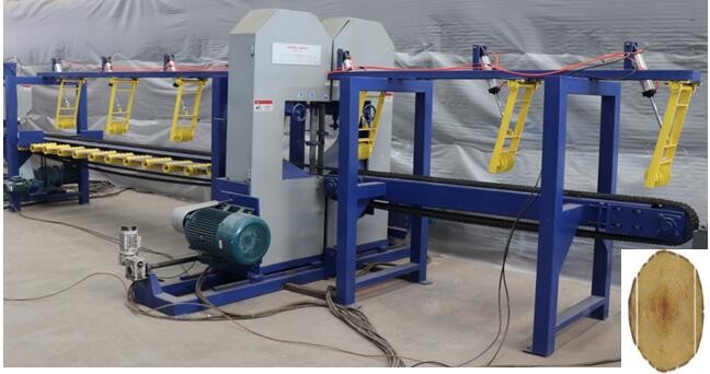 Full Automatic Log Cutting Vertical Twin Band Saw Multi Blades Ripsaw Production Line