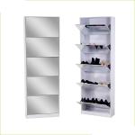 185cm Mirrored Shoe Cabinet