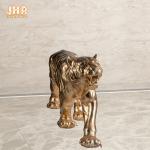 Lifesize Resin Tiger Statue Golden Fiberglass Animal Figurine Indoor Decoration