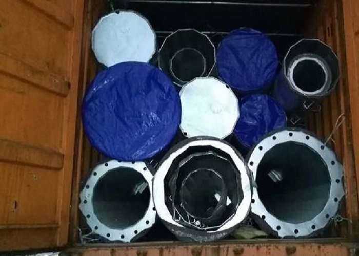 Flange Welding Monopole Transmission Line Tower , Painted High Voltage Tower