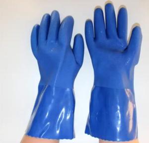 Quality Heavy Duty Chemical Gloves Blue PVC Coated Gloves For Electrical wholesale