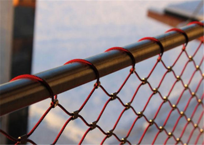 Flexible Handrail Fences Balustrade Cable Mesh , Stainless Steel Cable Mesh