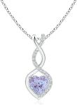 Natural Tanzanite Infinity Heart Pendant Necklace CZ Sterling SilverI 14K