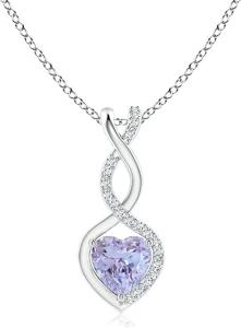 Quality Natural Tanzanite Infinity Heart Pendant Necklace CZ Sterling SilverI 14K wholesale