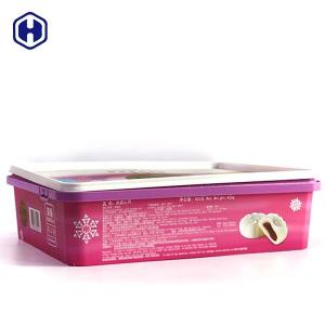Quality Purple PP Plastic IML Box 450g Moon Cake Packaging Customized Label wholesale
