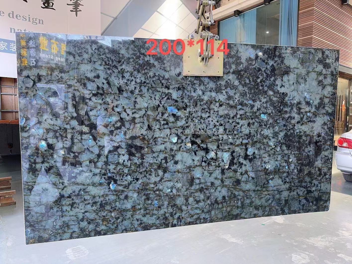 Big Slab Polished Shinning Labradorite Blue Granite Countertop and Island Table Design