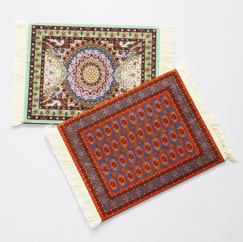 Minglu CM-007 Rubber back Rug Table Coasters  Oriental Design Fabric Carpet Drink Mats CoasterRug