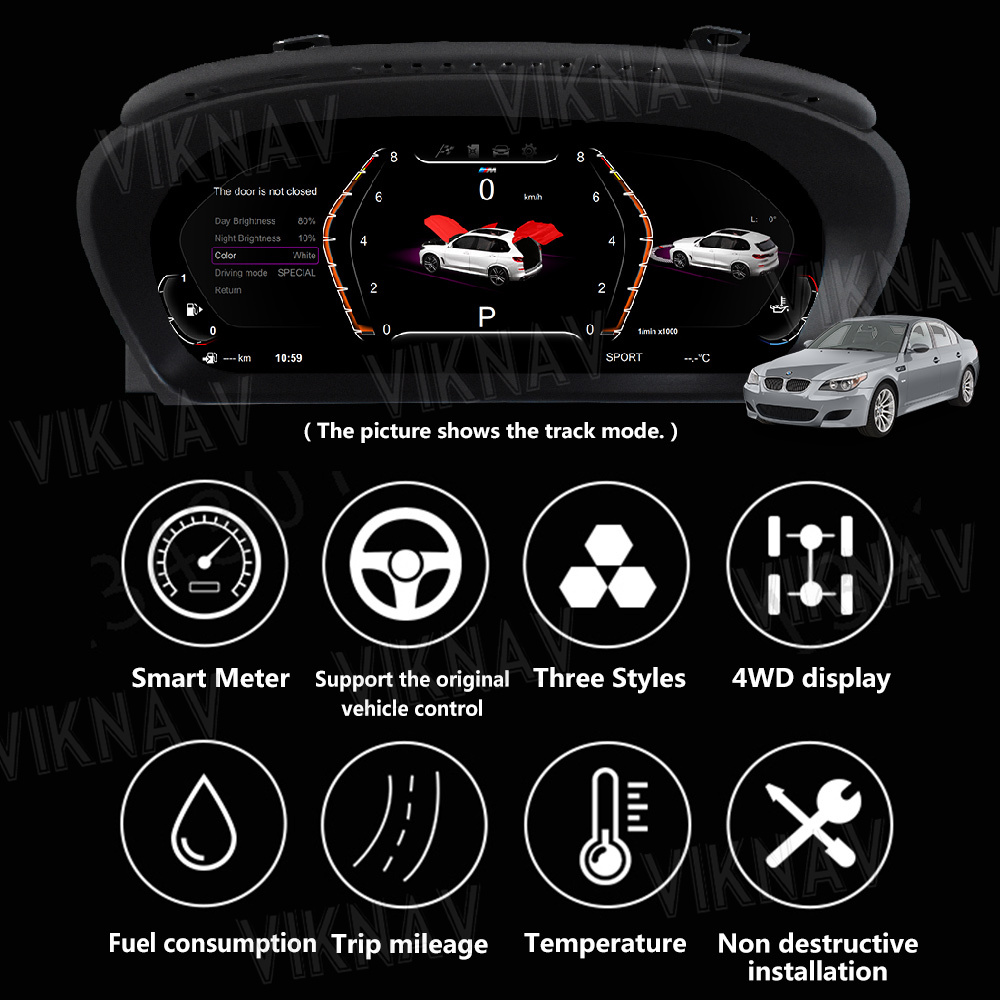 Viknav For BMW 5Series E60 E61 E63 E64 (2004-2009) 12.3 inch Digital Dashboard LCD Speedometer Vehicle Display Panel