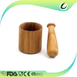 Quality FDA Approved Wooden Mortar Pestle , Bamboo Wooden Bowl With Masher Long Lifespan wholesale