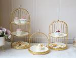 Gold 3 Layer Wear Resistant Steel Fruit Basket For Tabletop Display