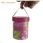 Pink Cosmetic Paper Tube Face Cream Paper Cylinder Packaging With Ribbon Handle