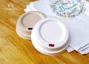 Quality Compostable Bagasse Lids , Takeaway Cup Lids Natural / White Color wholesale
