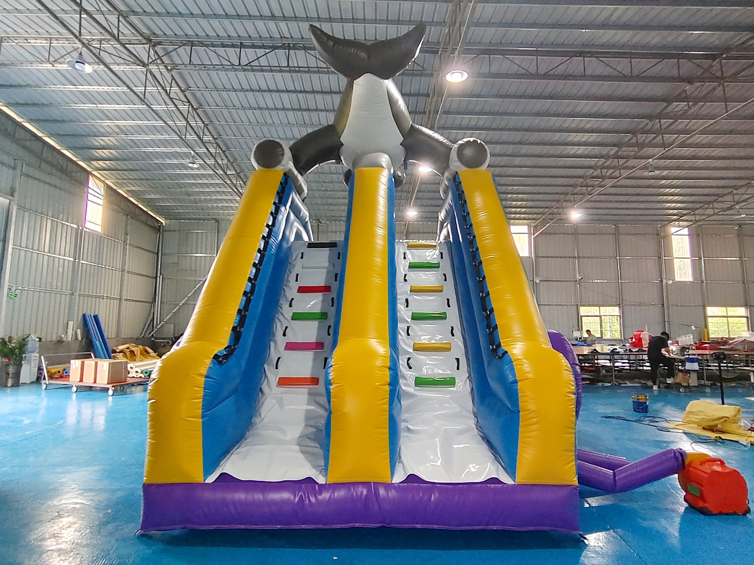 Digital Printing Inflatable Dry Slide Castle Double Slides Inflatable Giant Slides Shark Cartoon For Kids And Adults