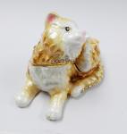 Fashionable Metal Alloy Pewter Rhinetone Cat Trinket jewelry box