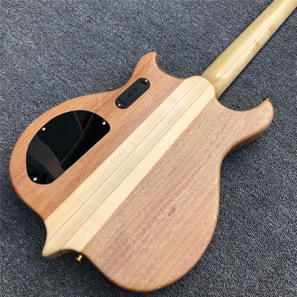 Free shipping Burst Maple top 4 strings Bass Guitar,Neck through body,Ebony fingerboard active pickups Electric bass